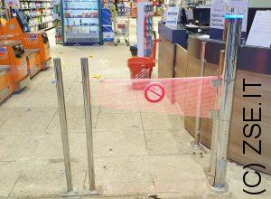 Portello con lettore QRCode per Uscita area Self Supermercato GDO