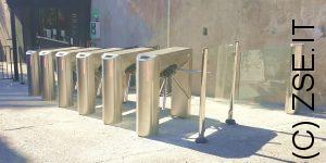 tornello inox museo con lettore ticket barcode